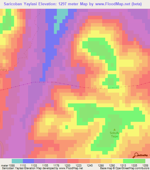 Saricoban Yaylasi,Turkey Elevation Map