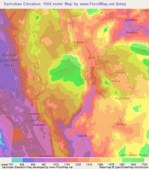 Saricoban,Turkey Elevation Map