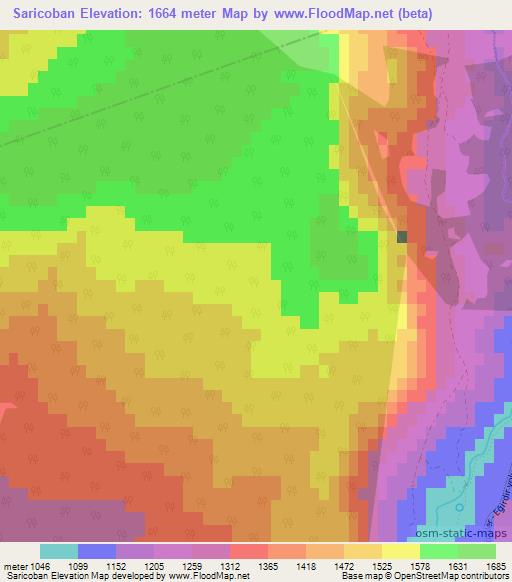 Saricoban,Turkey Elevation Map