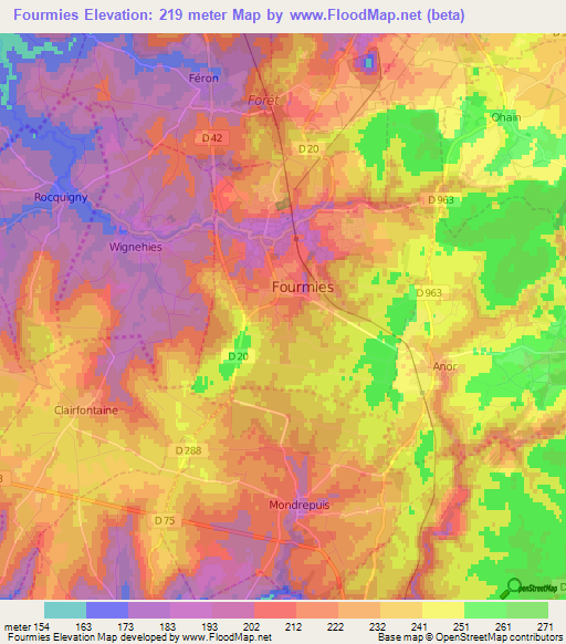 Fourmies,France Elevation Map