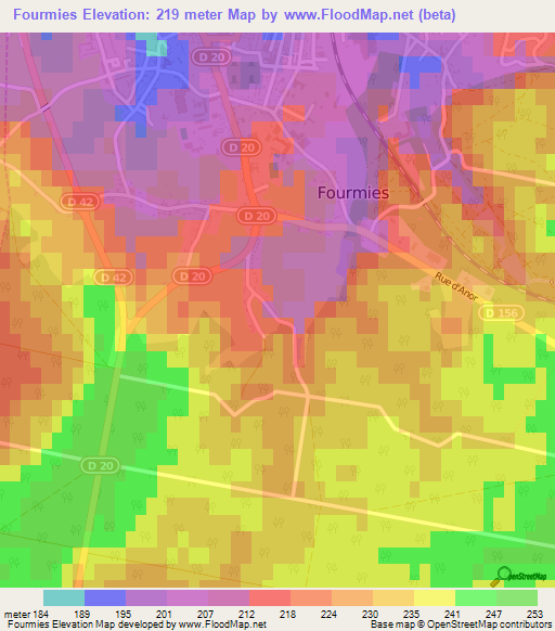 Fourmies,France Elevation Map