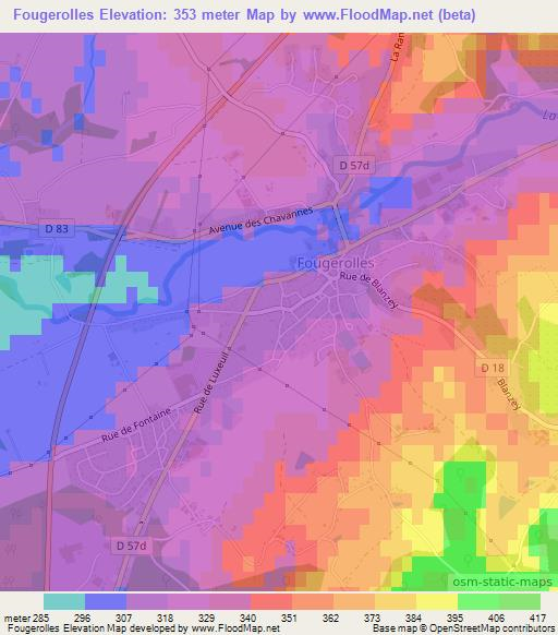 Fougerolles,France Elevation Map