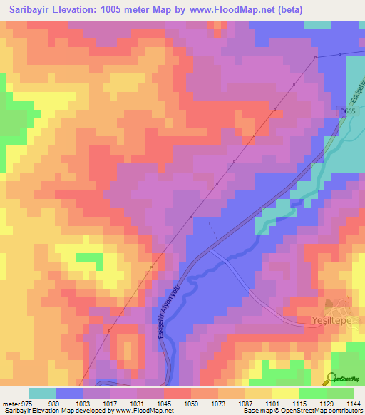 Saribayir,Turkey Elevation Map