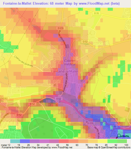 Fontaine-la-Mallet,France Elevation Map