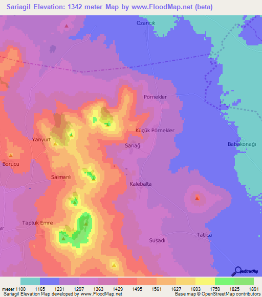 Sariagil,Turkey Elevation Map