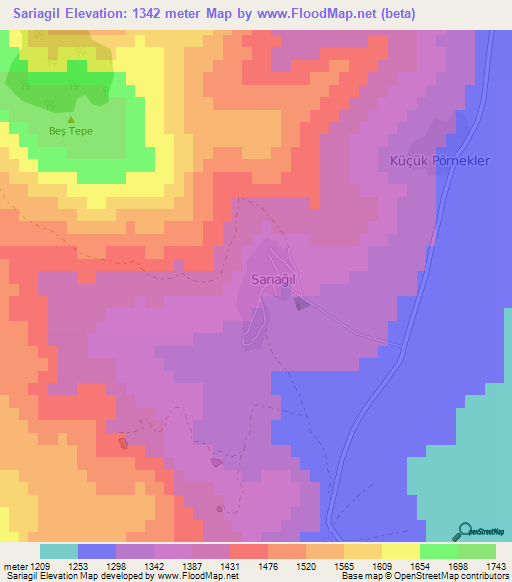 Sariagil,Turkey Elevation Map