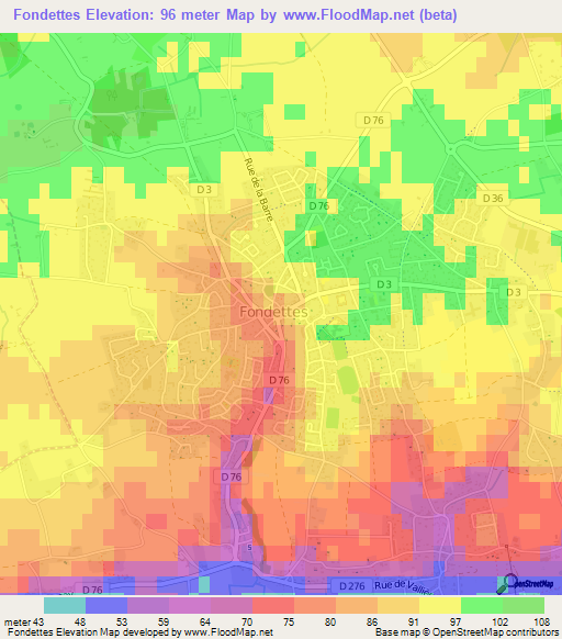 Fondettes,France Elevation Map