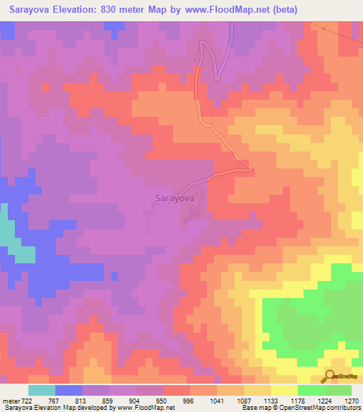 Sarayova,Turkey Elevation Map