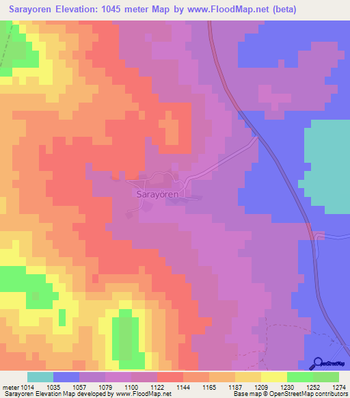 Sarayoren,Turkey Elevation Map