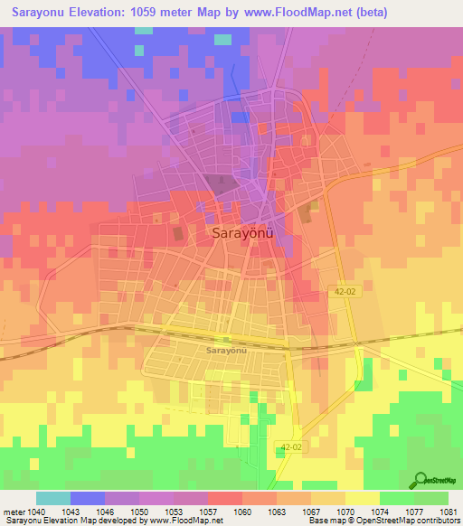 Sarayonu,Turkey Elevation Map