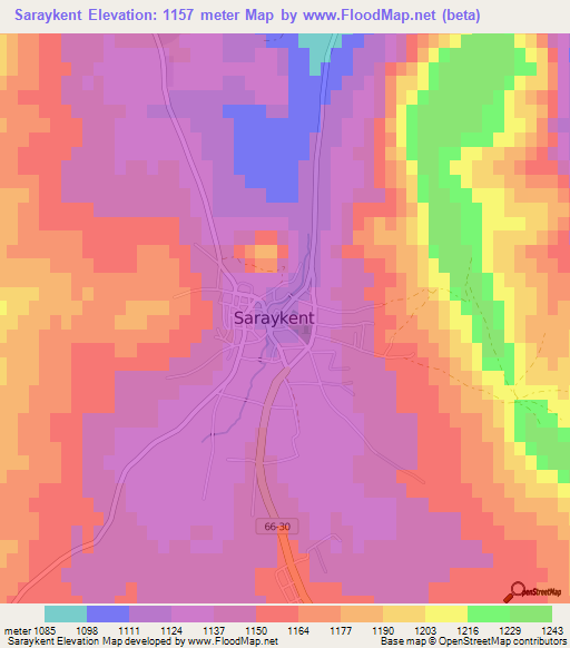 Saraykent,Turkey Elevation Map