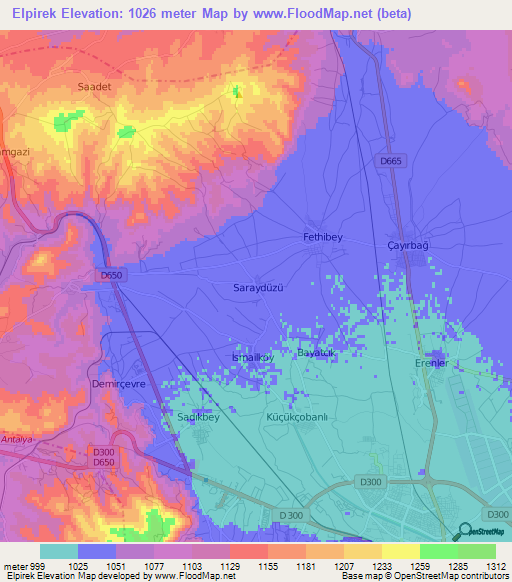 Elpirek,Turkey Elevation Map