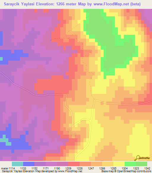 Saraycik Yaylasi,Turkey Elevation Map