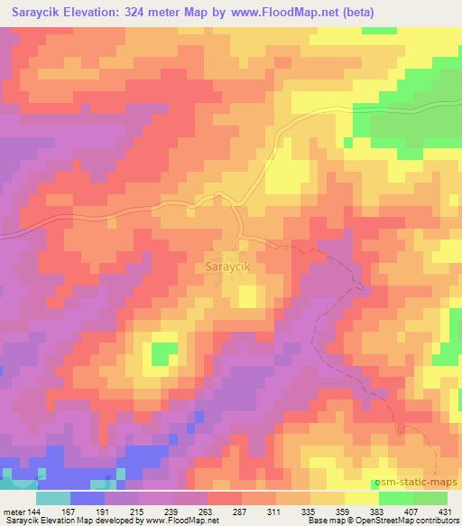 Saraycik,Turkey Elevation Map