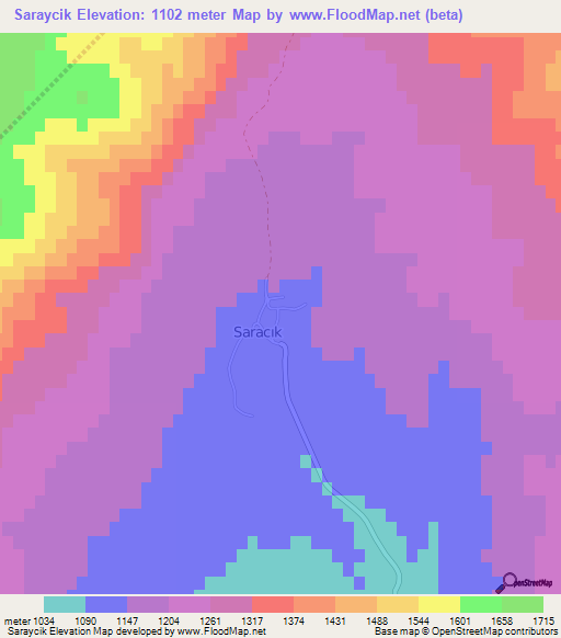 Saraycik,Turkey Elevation Map