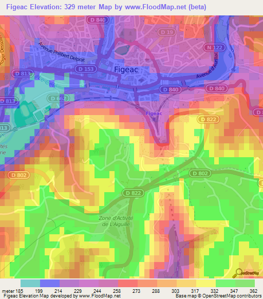 Figeac,France Elevation Map