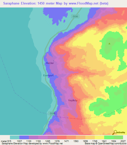 Saraphane,Turkey Elevation Map