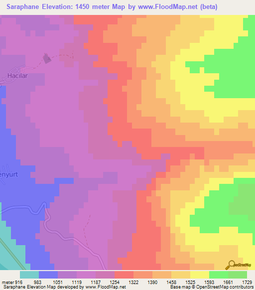 Saraphane,Turkey Elevation Map