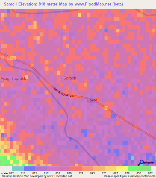 Saracli,Turkey Elevation Map