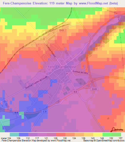 Fere-Champenoise,France Elevation Map