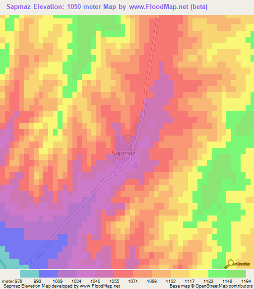 Sapmaz,Turkey Elevation Map