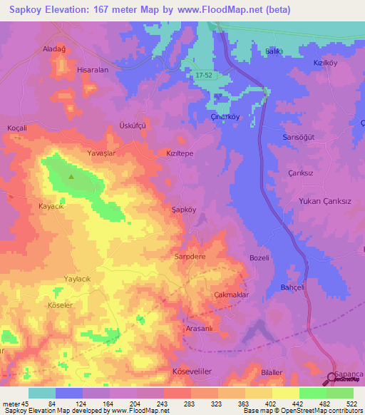 Sapkoy,Turkey Elevation Map