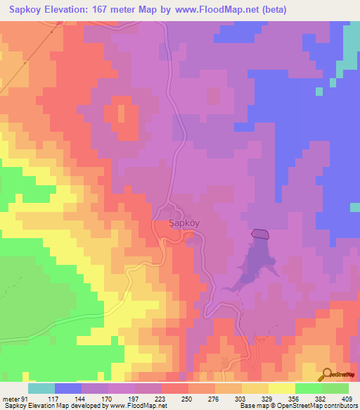 Sapkoy,Turkey Elevation Map