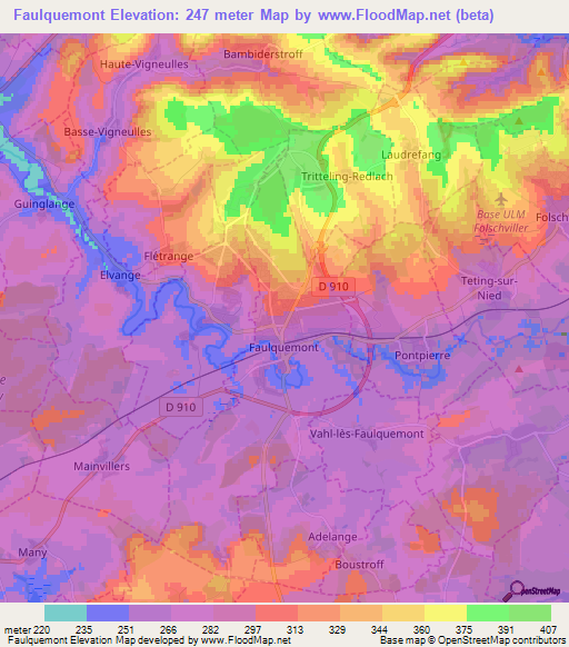 Faulquemont,France Elevation Map