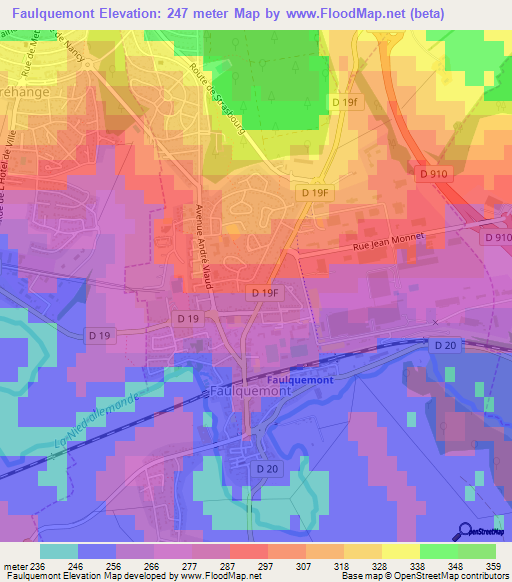 Faulquemont,France Elevation Map