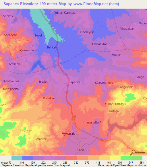 Sapanca,Turkey Elevation Map