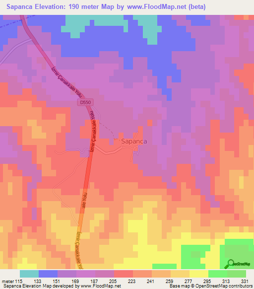 Sapanca,Turkey Elevation Map