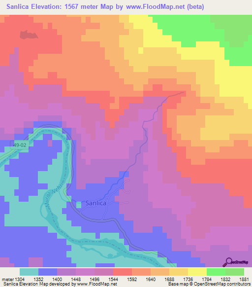 Sanlica,Turkey Elevation Map