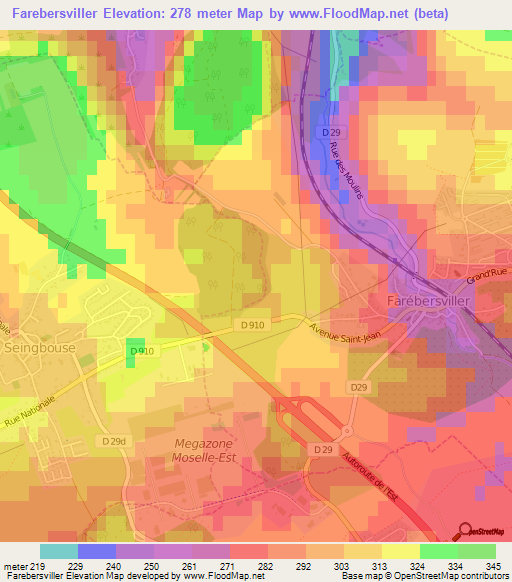 Farebersviller,France Elevation Map