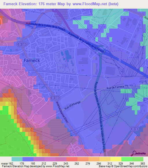 Fameck,France Elevation Map