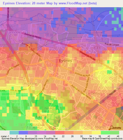 Eysines,France Elevation Map