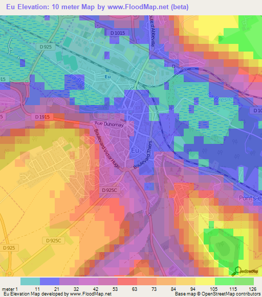 Eu,France Elevation Map