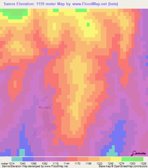 Samra,Turkey Elevation Map