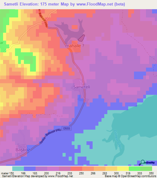 Sametli,Turkey Elevation Map