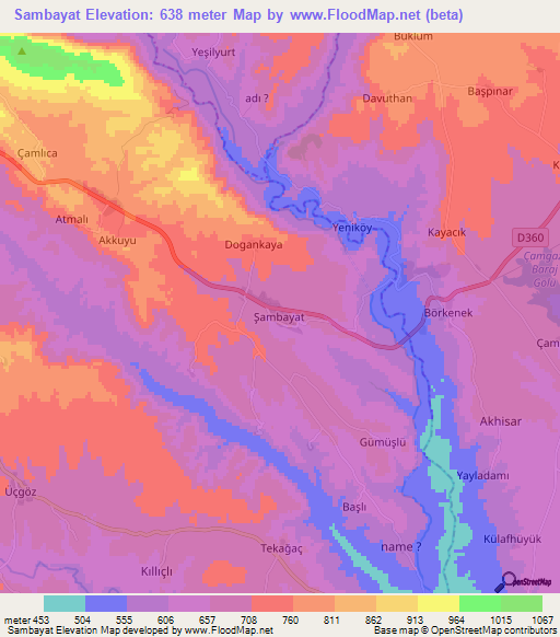 Sambayat,Turkey Elevation Map