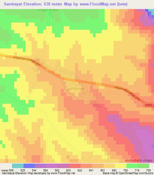 Sambayat,Turkey Elevation Map