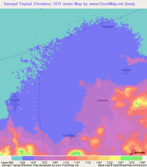 Samayil Yaylasi,Turkey Elevation Map