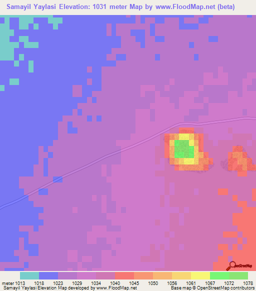 Samayil Yaylasi,Turkey Elevation Map