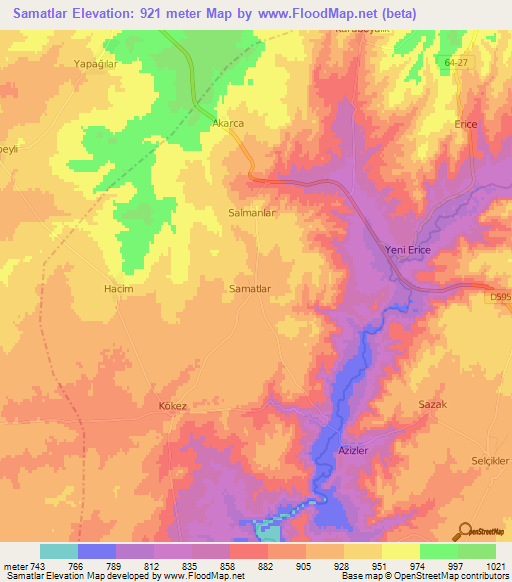 Samatlar,Turkey Elevation Map