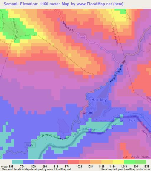 Samanli,Turkey Elevation Map