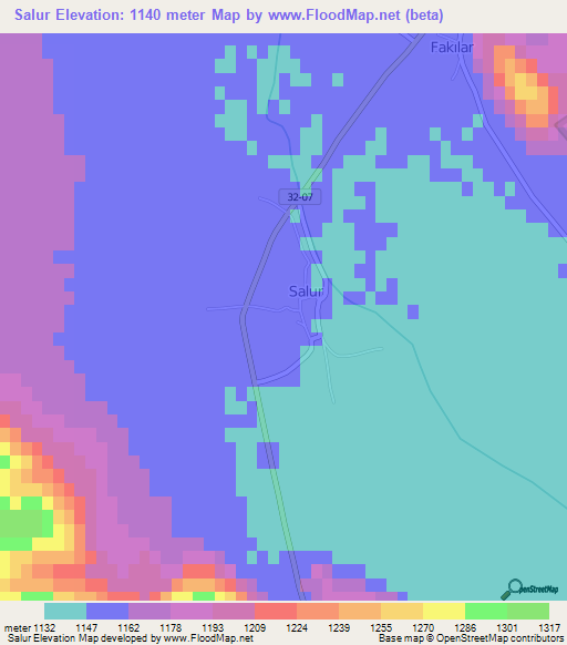 Salur,Turkey Elevation Map