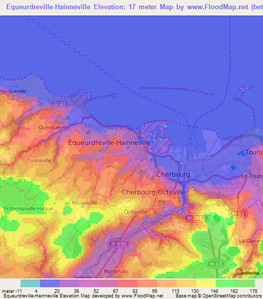 Equeurdreville-Hainneville,France Elevation Map