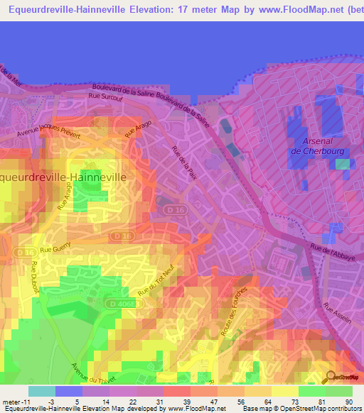 Equeurdreville-Hainneville,France Elevation Map