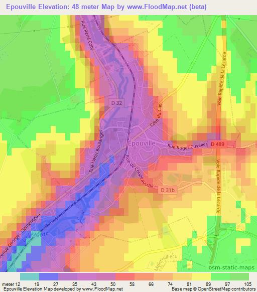 Epouville,France Elevation Map