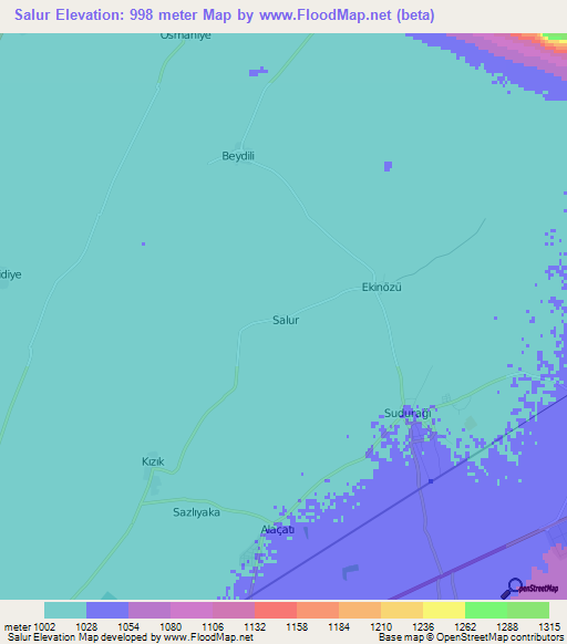 Salur,Turkey Elevation Map