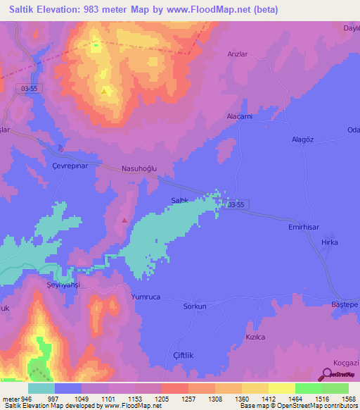 Saltik,Turkey Elevation Map